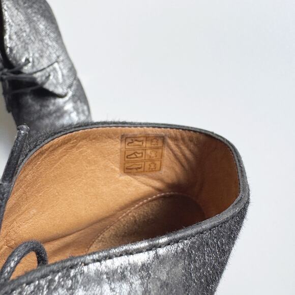 Isabel Marant Etoile Metallic Silver Calf Hair Leather Ginger Booties Size 37/7 - Picture 7 of 8